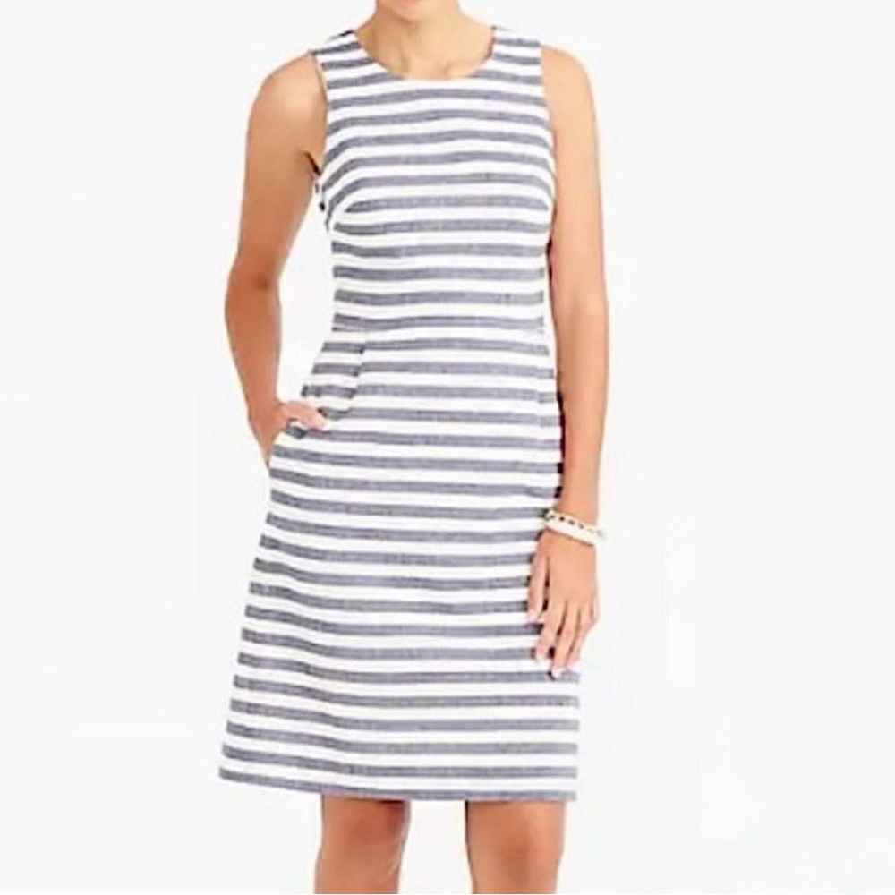 J. Crew Factory Dress Gray Striped 14 Nautical